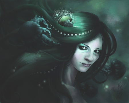 Water Nymph - nymph, fantasy, water, lady, green