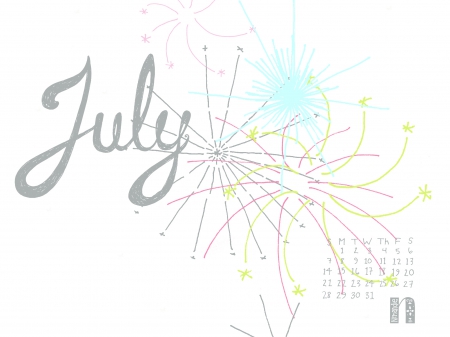 White & Neon July - neon, july, fourth of july, fireworks, calendar