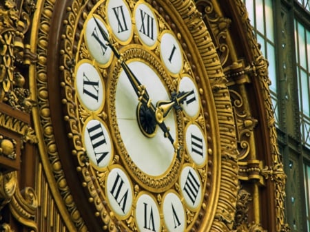 Gold Leaf Ornate Clock - clocks, golden, ornate, time