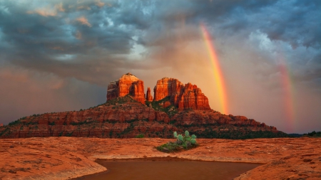 *** Rainbow in the desert *** - rainbow, nature, desert, rocks