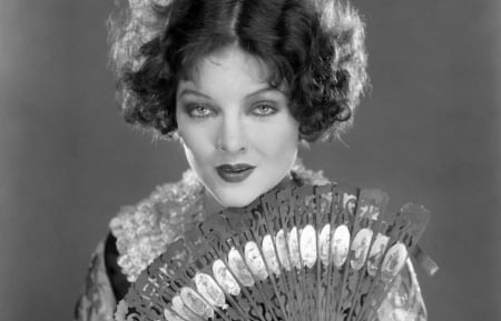 Myrna Loy - girl, beauty, fan, actress, black, retro, myrna loy, white, vintage, woman, monochrome