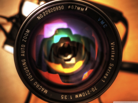 LOOK INTO THE LENS - f stop, taker, colorful, technology, photos, tripod, picture, lens, maker, camera, cool