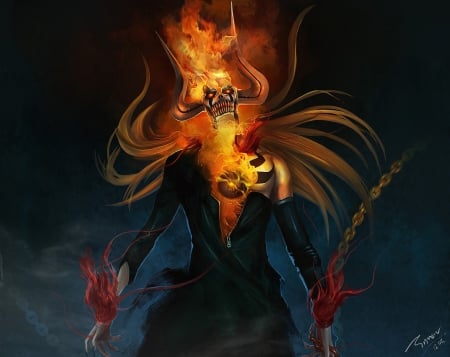 Anime - Bleach, chains, fire, Hollow Ichigo, Anime