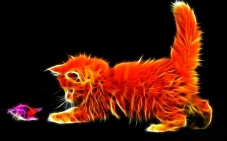 orange kitty - orange, playful, 3d, kitty