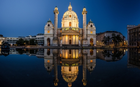 Building Reflection - water, building, photo, reflection