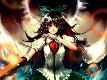 Reiuji Utsuho - manga, anime, female, fire, Touhou, girl, flame, Reiuji Utsuho