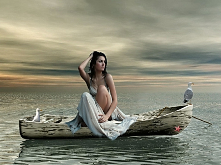 No Place to go - place, water, lady, boat