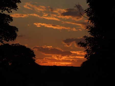 sundown - black, evening, beautiful, dark, sun, sky, dusk, clouds, photography, orange, sunset, nature