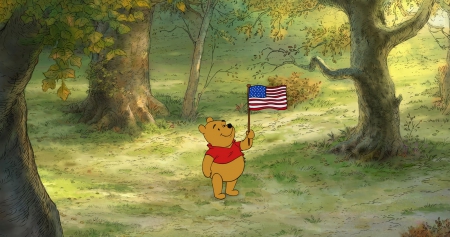 pooh - july, 4th, pooh, flag