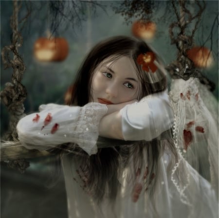 Happy Halloween - halloween, abstract, lady, fantasy