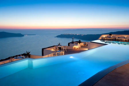 Relaxing above... - santorini, mine, summer, pool, greece