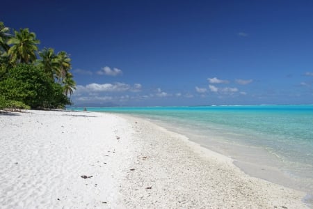 Perfect white sand beach and blue lagoon on paradise tropical island Bora Bora Tahiti Polynesia - beauty, beach, paradise, polynesian, perfect, white, polynesia, french, bora bora, atoll, lagoon, south, resort, sand, zen, ocean, islands, tropical, serenity, exotic, alone, blue, beautiful, society, island, sea, retreat, tahiti