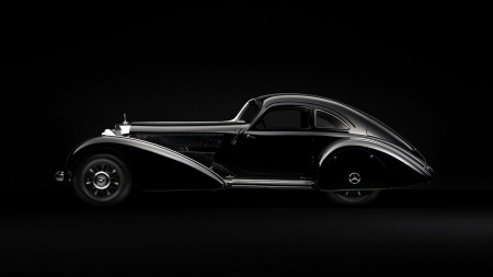 MERCEDES Black Arrow - Car, Black, Beautiful, Classic, Mercedes, Retro