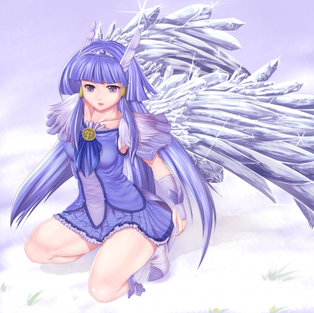 Cure Beauty - female, angel, hot, wings, anime girl, pretty cure, armor, precure, anime, reika, cute, sexy, girl, warrior, magical girl, cure beauty, long hair, purple hair, aoki reika, wing