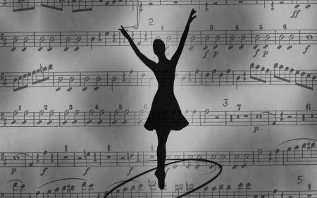 closely connected - wp, ballerina, note, music, black, white, bw, ballet, dance, art