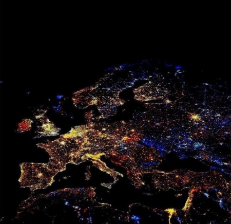 How Europe looks at night - photography, night, abstract, europe