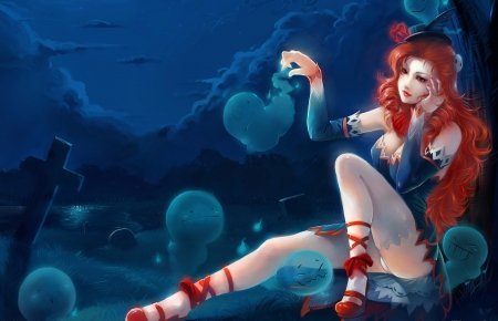 Girl with red Hair - ghosts, art, girl, redhair