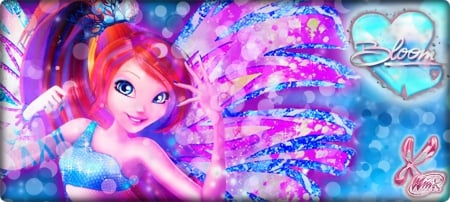 Bloom - winx club, anime, cartoon, female, wing, long hair, sparks, abstract, anime girl, hot, girl, winx, bloom, glow, wings, fairy, cute, sexy, orange hair, winxclub