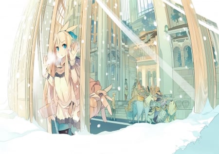 akitsu taira - anime, blond girl, pretty girl, taira, snow