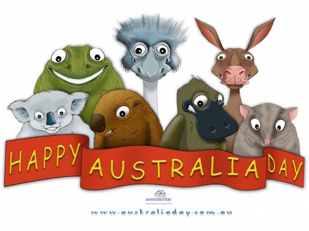 HAPPY AUSTRALIAN DAY - nation, australia, animals, day