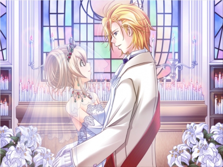 ♡ Married ♡ - pretty, female, romantic, romance, happy, married, blond, nice, veil, gown, bride, groom, hot, wedding, love, flower, cute, floral, sexy, anime, tiara, elegant, crown, dress, blonde, bride and groom, guy, wed, blond hair, boy, male, gorgeous, hug, anime girl, marry, girl, blonde hair, lovely, sweet, smile, handsome, lover, couple