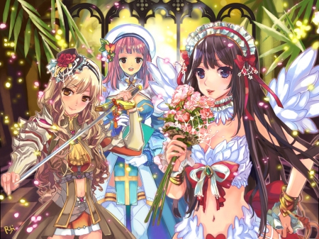 Ragnarok Girls - girls, sword, long hair, ragnarok, game, anime, angel