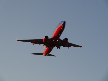 Dusk Landing - airplane, aircraft, dusk, sky