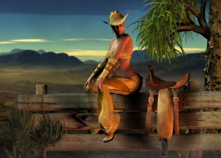 Cowgirl 3D Render - girl, cow, 3D, render