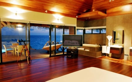 Bungalow - beach, ocean, bungalow, sea