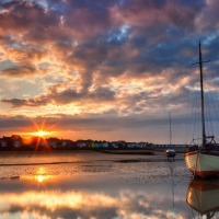 sunset over a sleepy seaside town