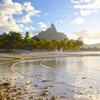 Dream beach evening dusk twilight couples retreat  bora bora tahiti polynesia