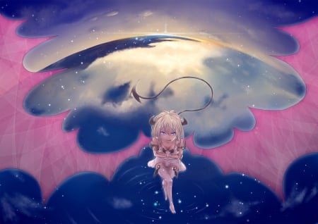 Succubus flight - anime, beautiful, girl, beauty, succubus, world, purple, red, woman, cute