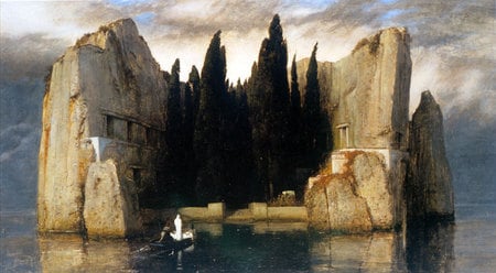 arnold boecklin-island of the dead third version - color, painiting