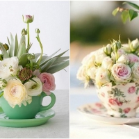 Two flower tea cups