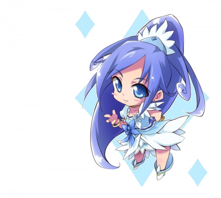 Cure Diamond - plain, anime girl, adorable, girl, blue hair, simple, pretty, kawaii, magical girl, sweet, precure, anime, long hair, nice, lovely, pretty cure, chibi, female