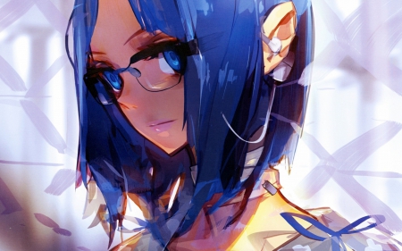 Anime Girl - anime, blue hair, girl, female