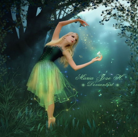 DANCE OF THE FOREST NYMPH - FOREST, DANCE, NYMPH, DRESS, BUTTERFLY, FEMALE, BALLERINA