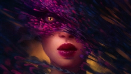 Woman in Purple - lips, fantasy, female, purple, woman, eyes