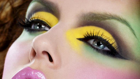 Italian Eye Makeup - yellow, girl, pink, glamour, sensual, eye, makeup