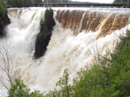 Raging Kakabeka Falls - nature, forest, water, waterfalls, whitewater, torrent