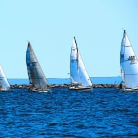 Racing across the lake