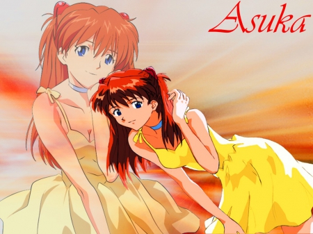 Auska in Yellow Dress - Auska, Neon Genesis Evangelion, Yellow Dress, Anime Girl, Anime, Evangelion, Auska Langley Soryu