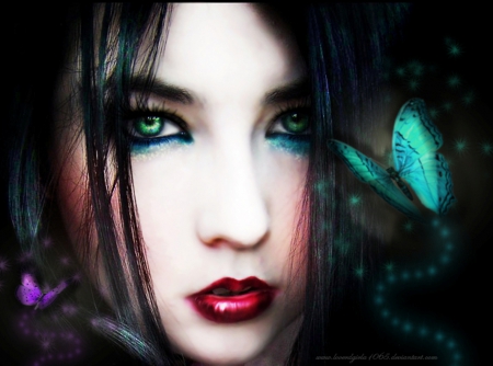 Madame Butterfly - butterfly, abstract, girl, fantasy