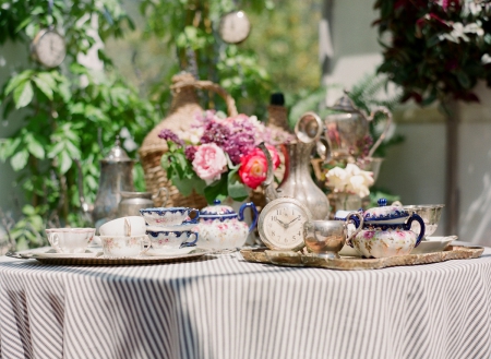 garden tea time - tea time, garden, chic, teable setting