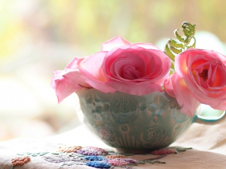 Beautiful pink rose - flower, bowl, rose, petals, pink