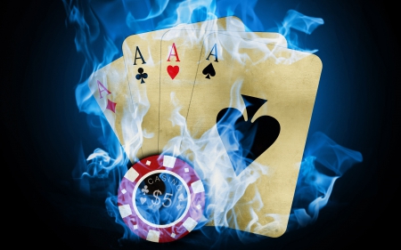 Aces Blue Flame ! - Poker, Fantasy, Aces, Abstract, Blue Flame