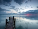 lake pier at twilight