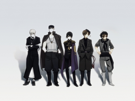 Line up 2 - male, axis aph, gray background, aph, anime, hetalia axis powers, group, manga