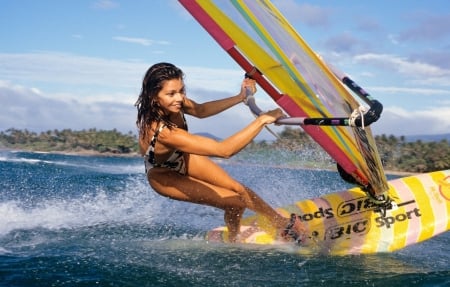 Surfing Girl - woman, beautiful, photography, surfing, girl, sea, wallpaper, surfer