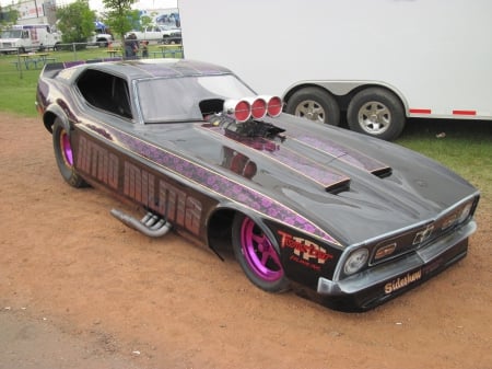 A day on the Raceway - Ford, purple, headlights, Custom, photography, Mustang